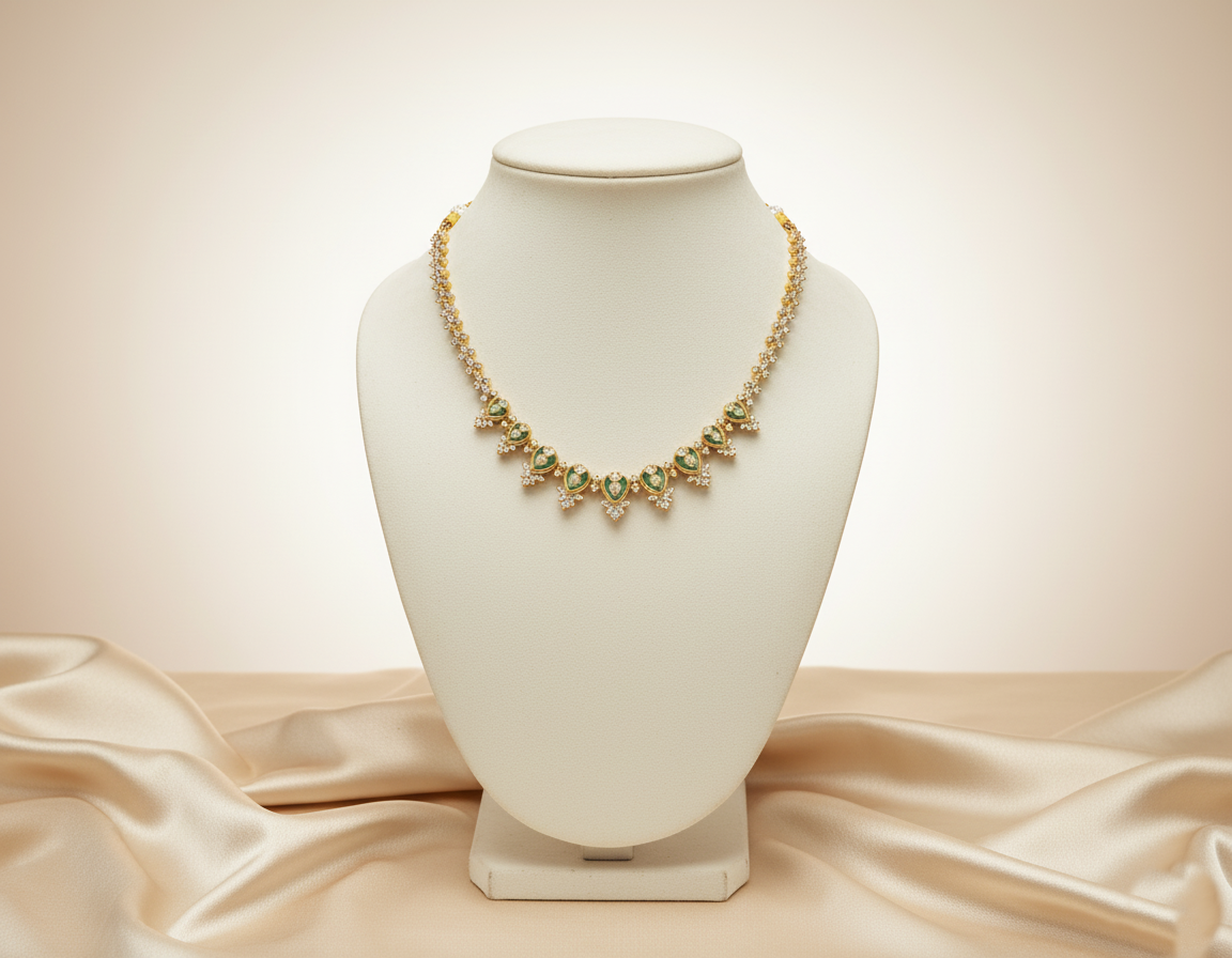 Tantaaz Green Victorian Haar with Earring (Bridal & Party)
