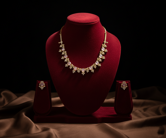 Tantaaz Gold Plated Uncut Kemp Choker Necklace with Studs