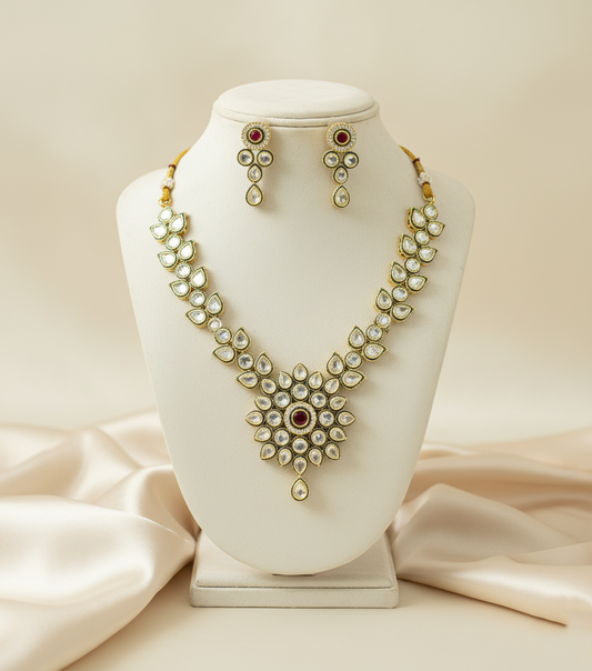 Kundan Necklace Set with Matching Earrings