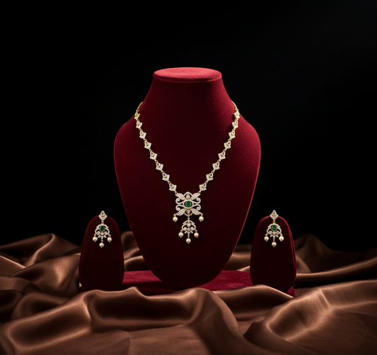 Tantaaz Polki Kundan Necklace Set with Matching Earrings