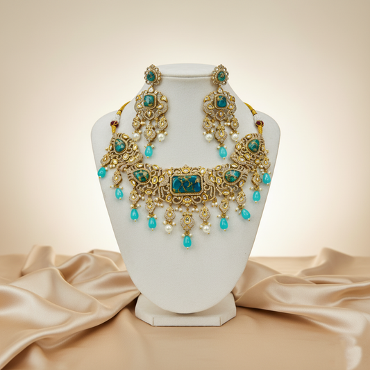 Emerald Victorian Choker Set (Necklace & Earrings)