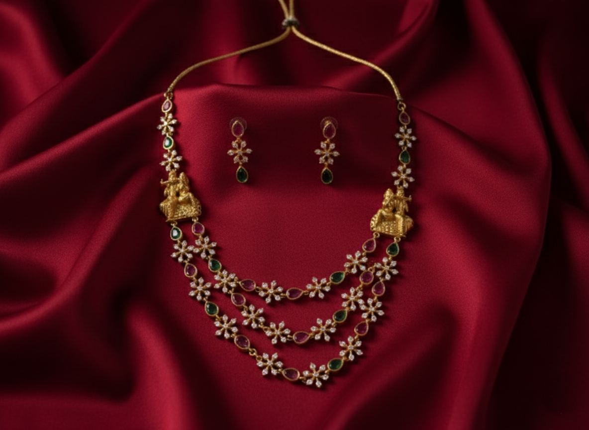 Tantaaz Gold Plated American Diamond Studded Necklace Set