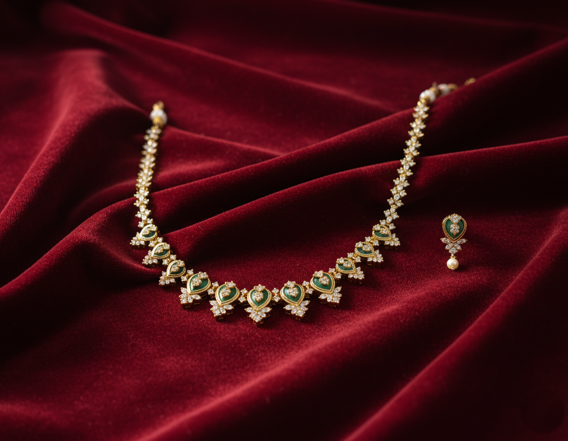 Tantaaz Green Victorian Haar with Earring (Bridal & Party)