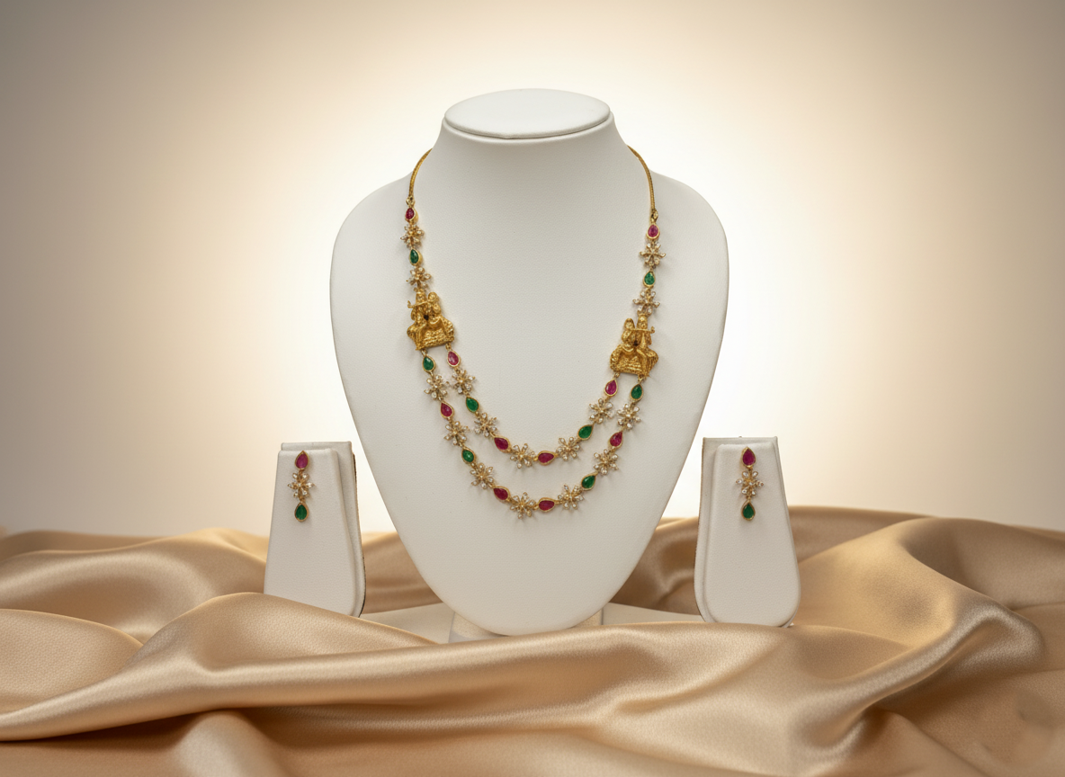 Tantaaz Gold Plated American Diamond Studded Necklace Set