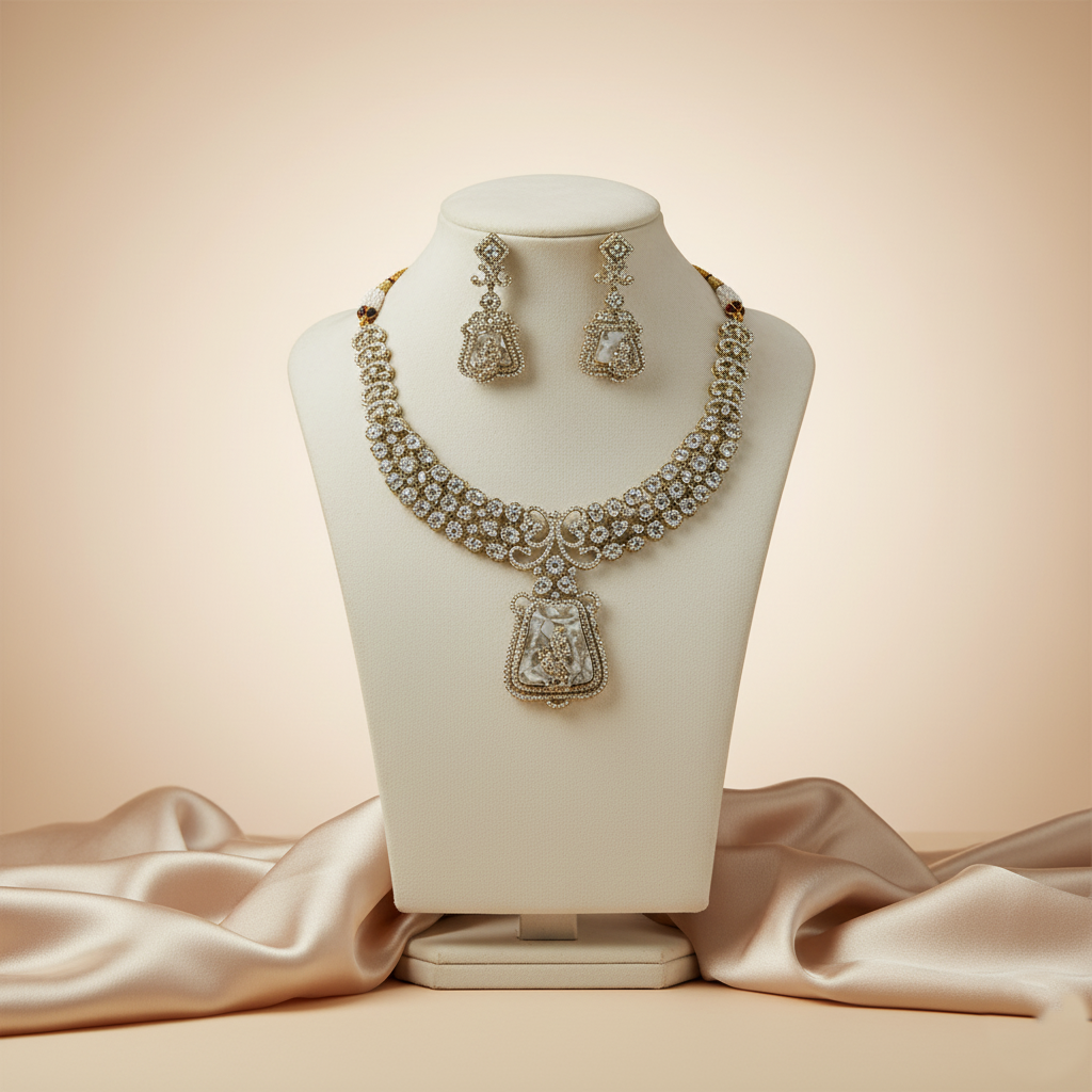 Traditional Indian Polki Kundan Style Necklace Set