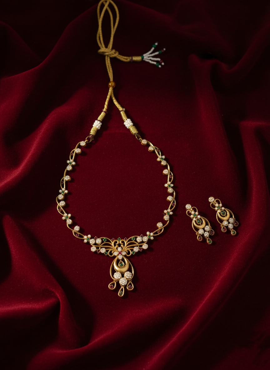 Traditional Jethipota Necklace Set with Earrings | Tantaaz