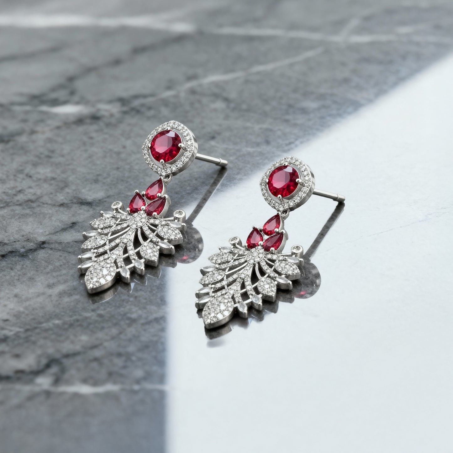 Silver Toned American Diamond Earring