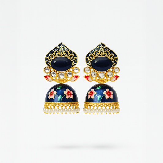 Blue Meenakari Jhumka