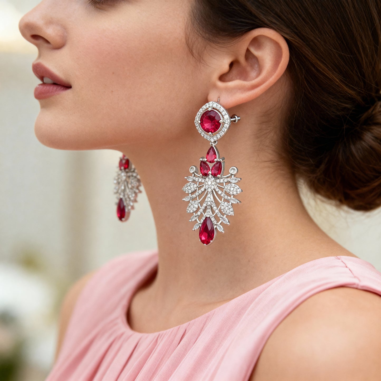 Silver Toned American Diamond Earring
