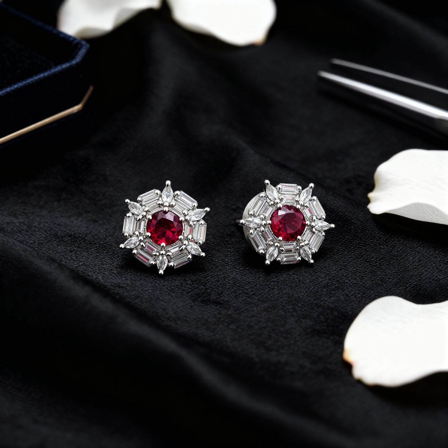 Zirconic Stud Earring (Green Emerald Halo)