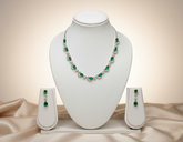 Tantaaz Luxury Green American Diamond Necklace Set (Silver-Plated)