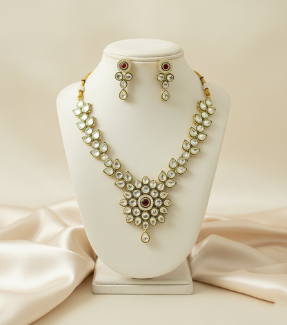 Kundan Necklace Set with Matching Earrings