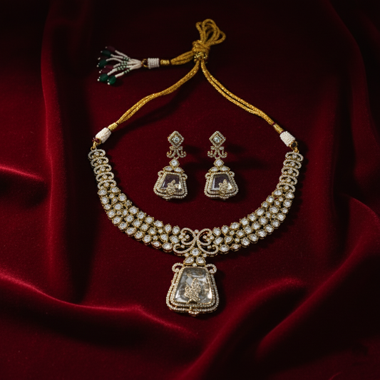 Traditional Indian Polki Kundan Style Necklace Set