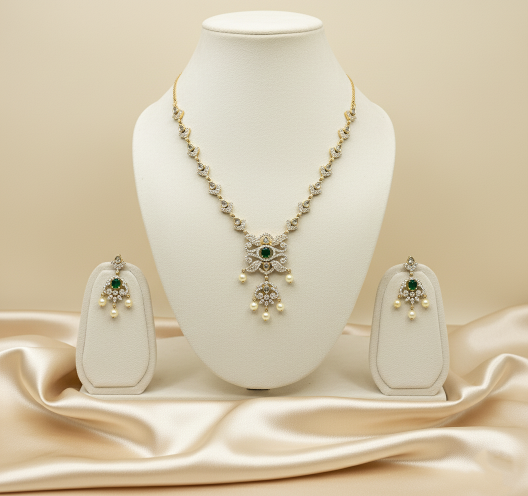 Tantaaz Polki Kundan Necklace Set with Matching Earrings