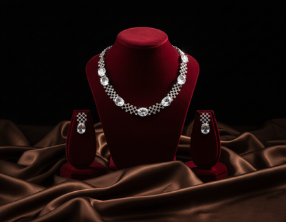 Tantaaz Luxury White American Diamond Necklace