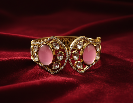 Gold Plated Kundan Meenakari Kada