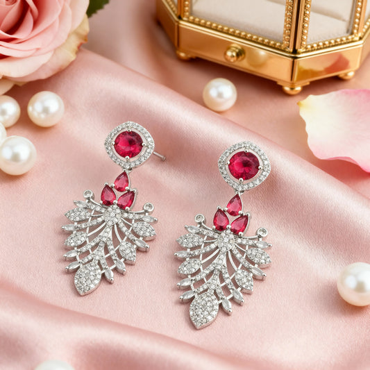 Silver Toned American Diamond Earring