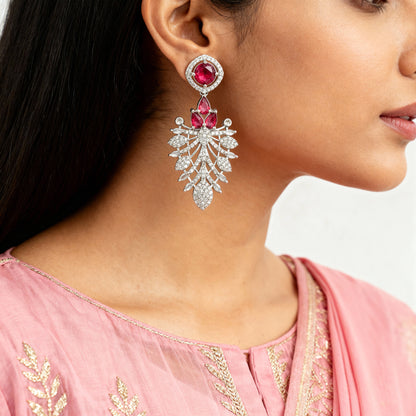 Silver Toned American Diamond Earring