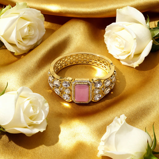 Tradition Indian Kundan Polki Gold Plated Bracelet