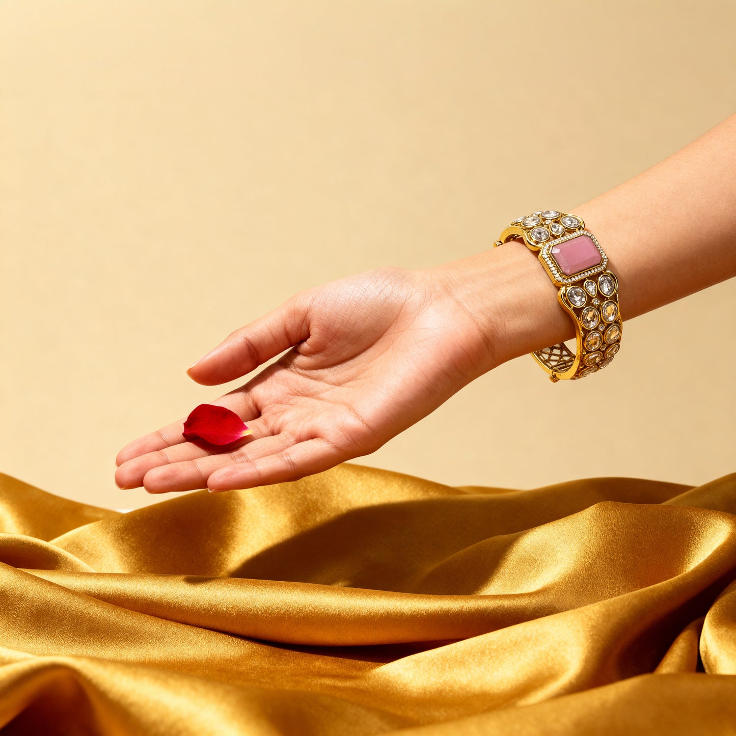 Tradition Indian Kundan Polki Gold Plated Bracelet