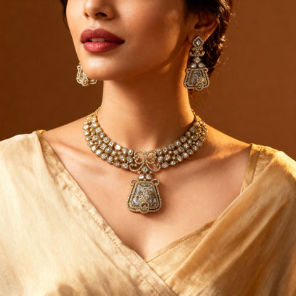 Traditional Indian Polki Kundan Style Necklace Set