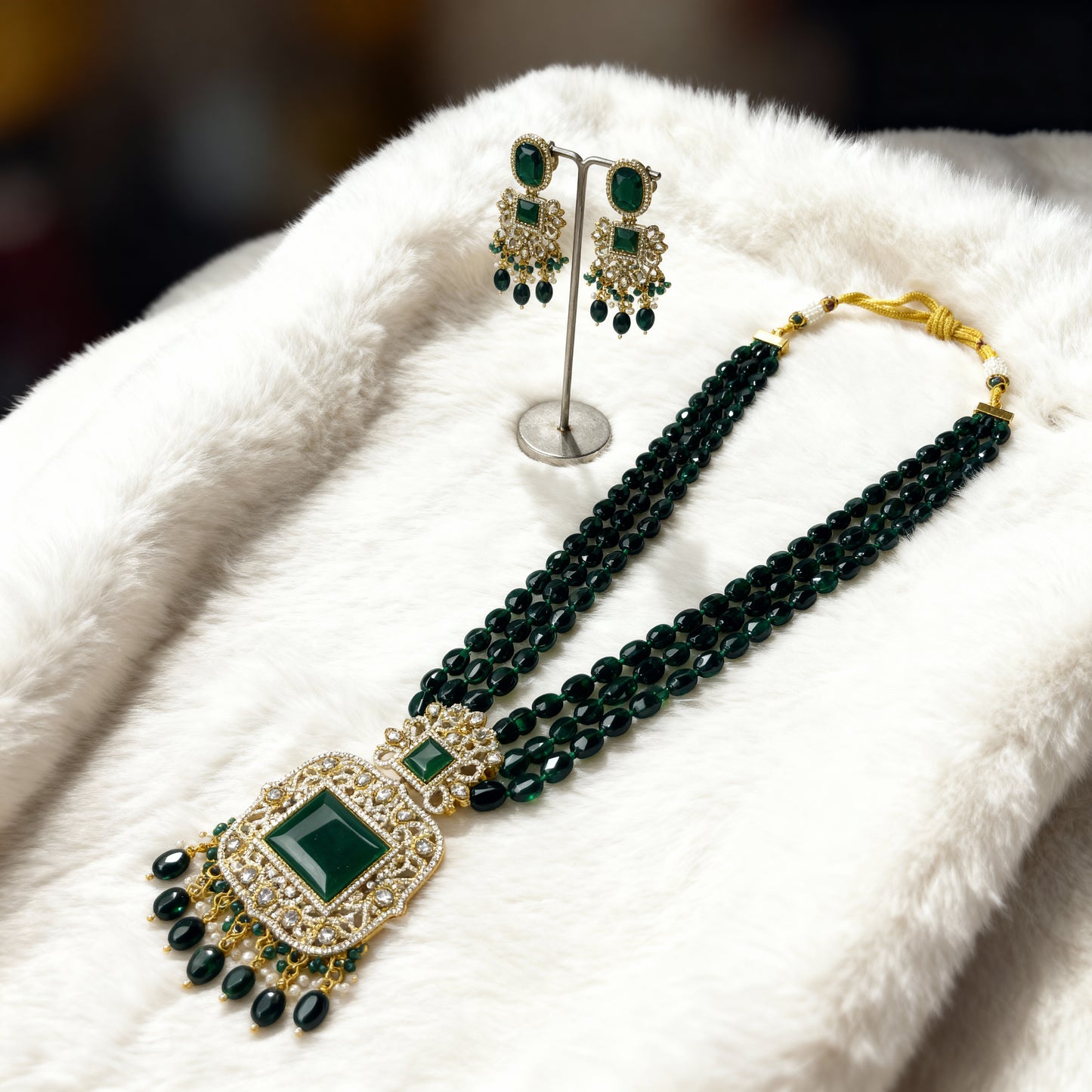Tantaaz Green Victorian Haar with Earring (Bridal & Party)