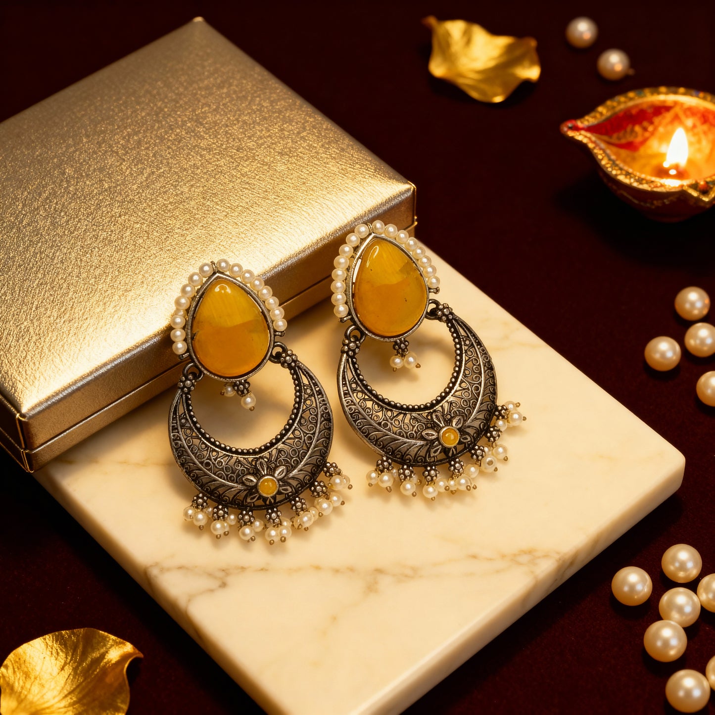 Monalisa Stone Oxidised Earring