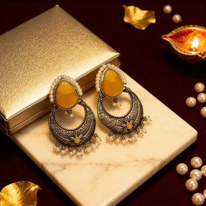 Monalisa Stone Oxidised Earring