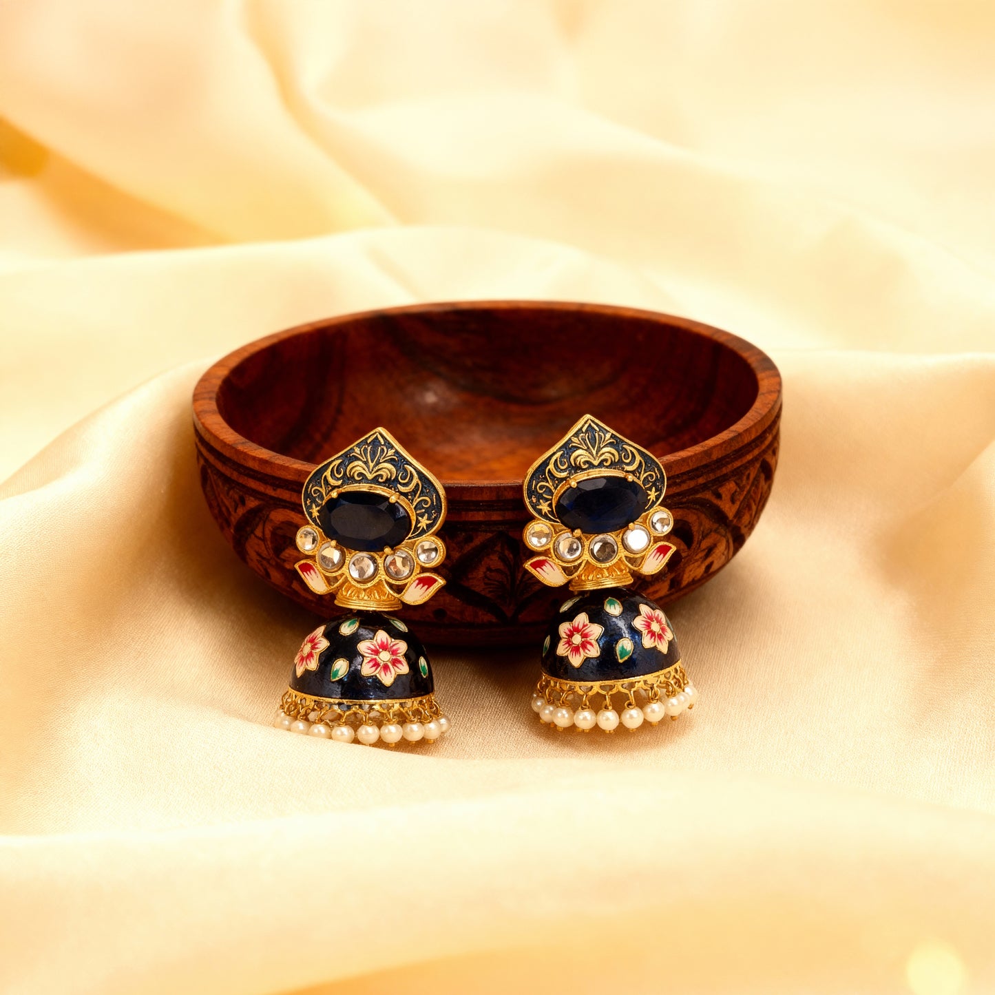 Blue Meenakari Jhumka