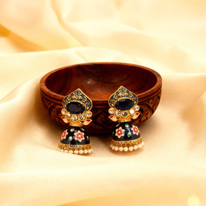 Blue Meenakari Jhumka