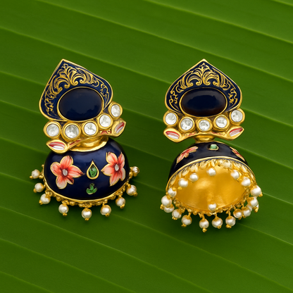 Blue Meenakari Jhumka