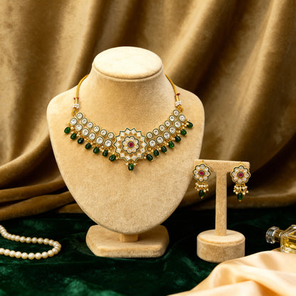 Kundan Polki Necklace Set with Earrings – Bridal & Party Wear