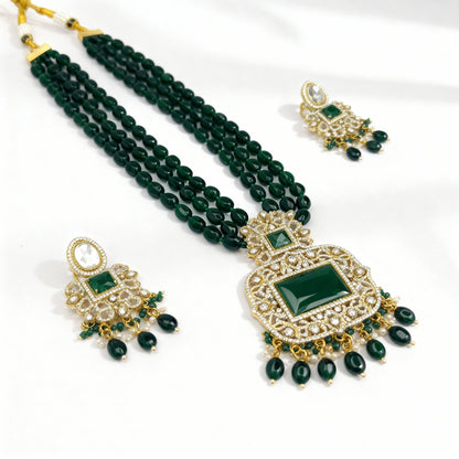 Tantaaz Green Victorian Haar with Earring (Bridal & Party)