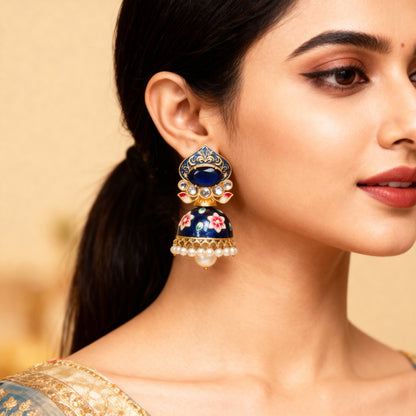 Blue Meenakari Jhumka