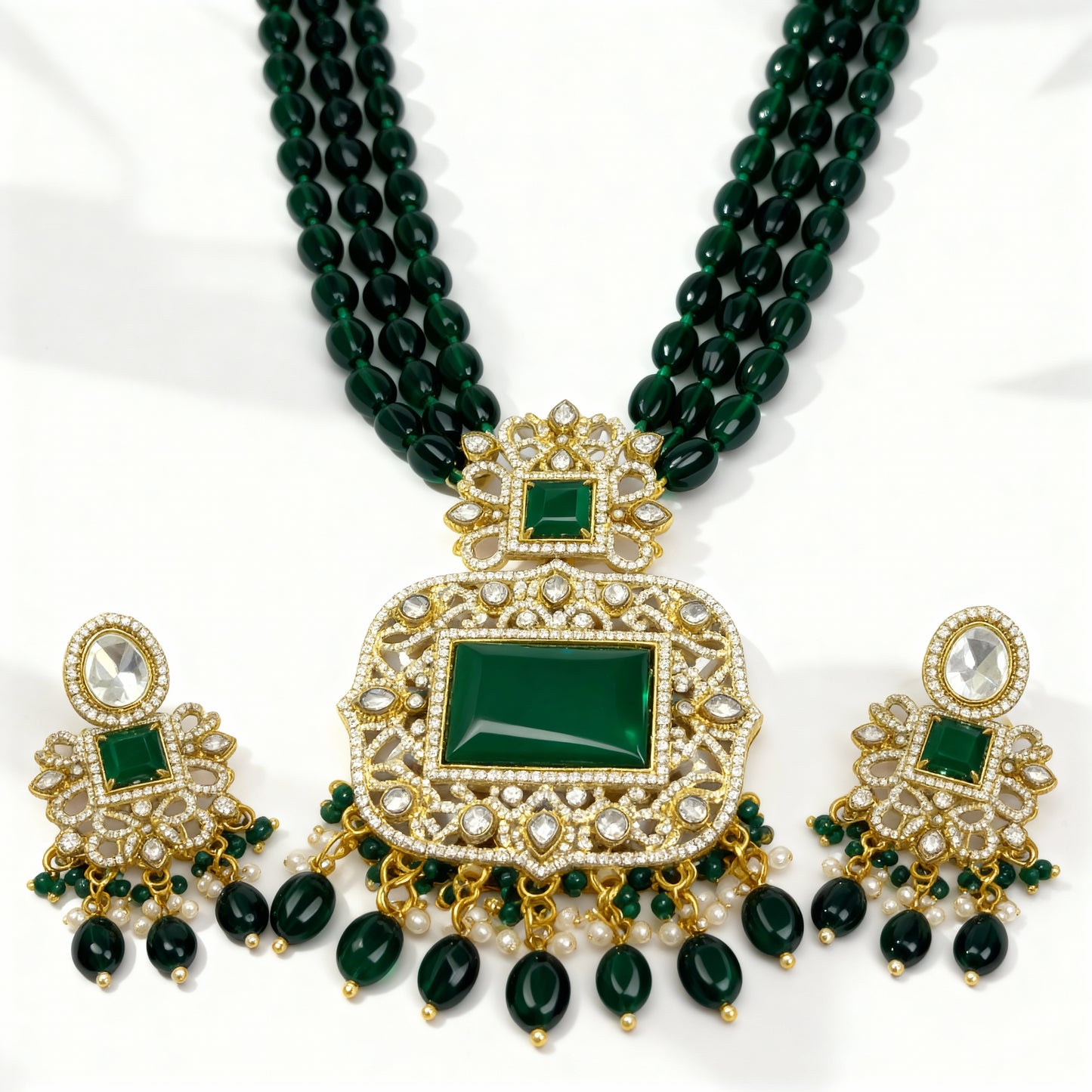 Tantaaz Green Victorian Haar with Earring (Bridal & Party)