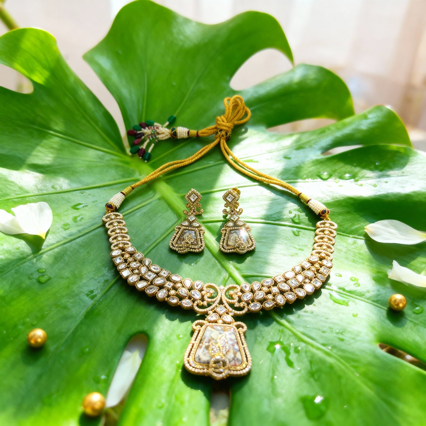 Traditional Indian Polki Kundan Style Necklace Set